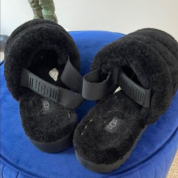UGG Black Fluffy Yeah Slingback Slides Size 9 - Picture 5 of 5